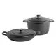Argon Tableware - Cast Iron Casserole Oven Dish Set - 2 Sizes - 2Pc - Matte Black