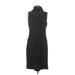 Calvin Klein Casual Dress - Sheath Turtleneck Sleeveless: Black Print Dresses - Women's Size Medium