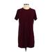 Brandy Melville Casual Dress - Shift Crew Neck Short sleeves: Burgundy Print Dresses