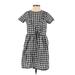 Daisy Street Casual Dress - Mini Crew Neck Short sleeves: Black Checkered/Gingham Dresses - Women's Size 2