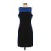 DressBarn Casual Dress - Sheath Crew Neck Sleeveless: Blue Solid Dresses - Women's Size 8