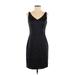 Bebe Cocktail Dress - Sheath V Neck Sleeveless: Black Solid Dresses - Women's Size Small