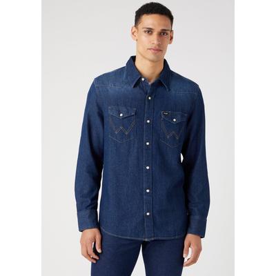 Jeanshemd WRANGLER "27 MW", Herren, Gr. 4XL, N-Gr, grau (schwarz stone), Denim/Jeans, Obermaterial: 100% Baumwolle, casual, Langarm, Hemden Image