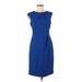 Adrianna Papell Cocktail Dress - Sheath Crew Neck Sleeveless: Blue Print Dresses - Women's Size 6