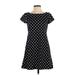 Anthropologie Casual Dress - Mini High Neck Short sleeves: Black Polka Dots Dresses - Women's Size Small