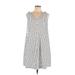 Socialite Casual Dress - A-Line V Neck Sleeveless: Gray Stripes Dresses - Women's Size Large