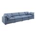 Blue Reclining Sectional - Latitude Run® Eslyn 4 - Piece Upholstered Sectional Linen | 31.5 H x 155.9 W x 39 D in | Wayfair