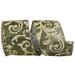 The Holiday Aisle® Scroll Filigree Glitter Iridescent Satin Wired Edge Ribbon Plastic in Green | 2.5 H x 6 W x 6 D in | Wayfair