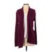 Croft & Barrow Cardigan Sweater: Burgundy Color Block Sweaters & Sweatshirts - Women's Size Small