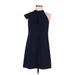 Vince Camuto Cocktail Dress - Shift Mock Sleeveless: Blue Print Dresses - Women's Size 6