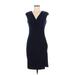 Lauren by Ralph Lauren Casual Dress - Sheath V Neck Sleeveless: Blue Solid Dresses - Women's Size 6