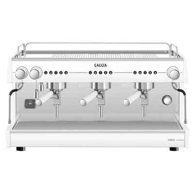 Gaggia VETRO3GTC + INSTALL WHITE (MGV293XTPUS) Semi Automatic Commercial Espresso Machine w/ 3 Groups, 3 Steam Valves, & 3 Hot Water Valve - 220v/1ph, 2 Steam Valves, Stainless Steel