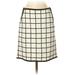 White House Black Market Casual Skirt: Ivory Grid Bottoms - Women's Size 00