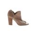 Lucky Brand Ankle Boots: Slip-on Chunky Heel Boho Chic Tan Print Shoes - Women's Size 7 1/2 - Open Toe