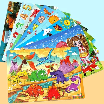 Giocattoli per bambini 60 pezzi Puzzle in legno Cartoon Animal Dinosaur Jigsaw Puzzle 3d
