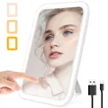 LED Makeup Mirror Touch Screen 3 Colors Dimmable Cosmetic Travel Mirror Lighting Portable Desk