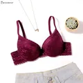 Beauwear 75 80 85 B C Cup Women's 3/4 Cup Plunge Bras Sexy Lace Solid Color Thin Mold Cup Bra