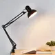 Home EU US Plug Flexible Swing Arm Clamp Mount Lamp Office Studio E27/E26 Bulb Table Black Desk