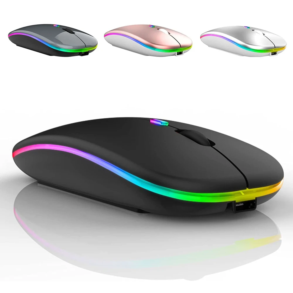LED Drahtlose Maus USB Aufladbare Bluetooth-kompatibel RGB Maus Stille Ergonomische Maus Mit Hintergrundbeleuchtung Für Laptop PC ipad Image
