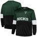 "Men's Fanatics Branded Hunter Green/Black Milwaukee Bucks Big & Tall Split Pullover Sweatshirt"