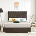 Full Size Headboard Strong Wood Slats Bed Metal Legs with Electroplate