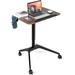 Mobile Standing Desk Height Adjustable Laptop Stand with Anti-Fall Baffle Tilting Desktop Portable Standing Desk Overbed Table Pneumatic Rolling Podium Lectern for Home & Office