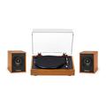 Electrohome Montrose Record Player with Huntley Powered Bluetooth Speakers Teak