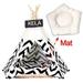 Pet Cat Dog Teepee with Cushion & Blackboard Portable Dog Tents & Pet Houses Wood Canvas Tipi Fold Pet Tent Small Animals Bed