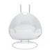 LeisureMod White Wicker Hanging 2 person Egg Swing Chair White