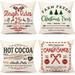 Farmhouse Christmas Pillow Covers 18x18 Set of 4 Winter Holiday Decorations Xmas Rustic Throw Cushion Case for Sofa Couch Home Decor (Sleigh Rides Farm Fresh Tree Cocoa Candy