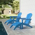 Polytrends Altura Outdoor Eco-Friendly All Weather Adirondack Chairs with Ottomans (4-Piece Conversation Set) Pacific Blue