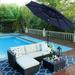 10ft 3 Tiers Patio Outdoor Umbrella Matched with most Patio Table with Ventilation Auto-tilt and Crank Lift Navy