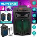 Seneo Portable Bluetooth 5.0 Speaker 8 Inch Sub woofer Heavy Bass Sound Party System Speaker Karaoke with Microphone