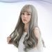 Woman Long Wig 1Pc Women Medium-length Hair Wear Fashion Long Blunt Bangs Hair Wig Cover Stylish Hair Accessories for Party Girlsï¼ˆ60cm Greyï¼‰