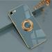 for iPhone 8/iPhone 7/iPhone SE 2020 Case for Women Ring Holder 360 TPU Rotation Kickstand Case with Stand Glitter Plating Rose Gold Work with Magnetic Mount Slim Luxury Case Girly Gray