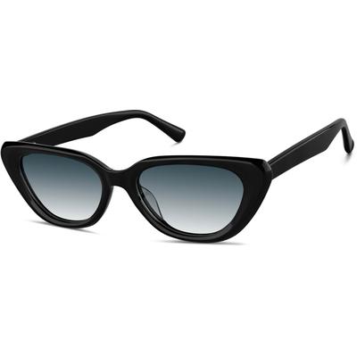 Zenni Women's Cat-Eye Rx Sunglasses Black Plastic Full Rim Frame
