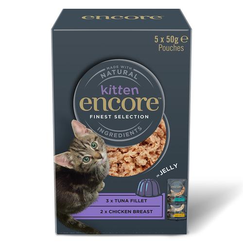 5x50g 2 Varieties Finest Selection Kitten Jelly Pouch Encore Wet Cat Food