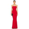 Norma Kamali Strapless Fishtail Gown in Tiger Red - Red. Size XS (also in L, M, S, XL).