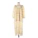 Zara Casual Dress - Midi Scoop Neck 3/4 sleeves: Yellow Print Dresses - New - Women's Size X-Small