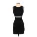 Forever 21 Cocktail Dress - Mini High Neck Sleeveless: Black Solid Dresses - Women's Size Small