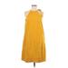 Banana Republic Casual Dress - Mini Crew Neck Sleeveless: Yellow Print Dresses - Women's Size Medium