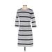 Banana Republic Factory Store Casual Dress - Sheath Crew Neck 3/4 sleeves: Blue Stripes Dresses - Women's Size 4