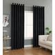 Best Linen Jacquard Eyelet Curtains for Living Room Ring Top Curtain Pair Fully Lined Modern Panels Curtains for Bedroom/Home Office with 2 Free Tie-Backs (Black, W 46" x L 90")