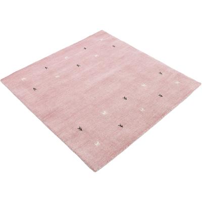 Wollteppich CARPETFINE "Gabbeh-Uni", rosa, B:250cm H:15mm L:250cm, Wolle, Teppiche, reine Wolle, handgewebt, Gabbeh Loom Tiermotiv, Sonderform Quadrat Image