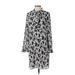 Tory Burch Casual Dress - Shift High Neck Long sleeves: Blue Floral Dresses - Women's Size 4