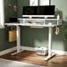 17 Stories Cylan Height Adjustable Desk w/ Double-layer Wood/Metal in White | 48.03 H x 55.12 W x 23.62 D in | Wayfair