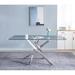 Ivy Bronx Tempered Glass Top Dining Table w/ Metal Legs Glass/Metal in Gray | 29.95 H x 62.96 W x 35.46 D in | Wayfair