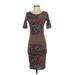 Lularoe Casual Dress - Bodycon Scoop Neck Short sleeves: Brown Dresses - Women's Size 2X-Small