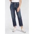 High-waist-Jeans HERRLICHER "Touch B Hi Tap Organic Denim" Gr. 29, N-Gr, blau (doom) Damen Jeans High-Waist-Jeans