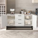 Modern Kitchen Cabinet Sideboards & Buffet Tables w/ Storage & Adjustable Shelve Coffee Bar Cabinet for Entryway Kitchen, White